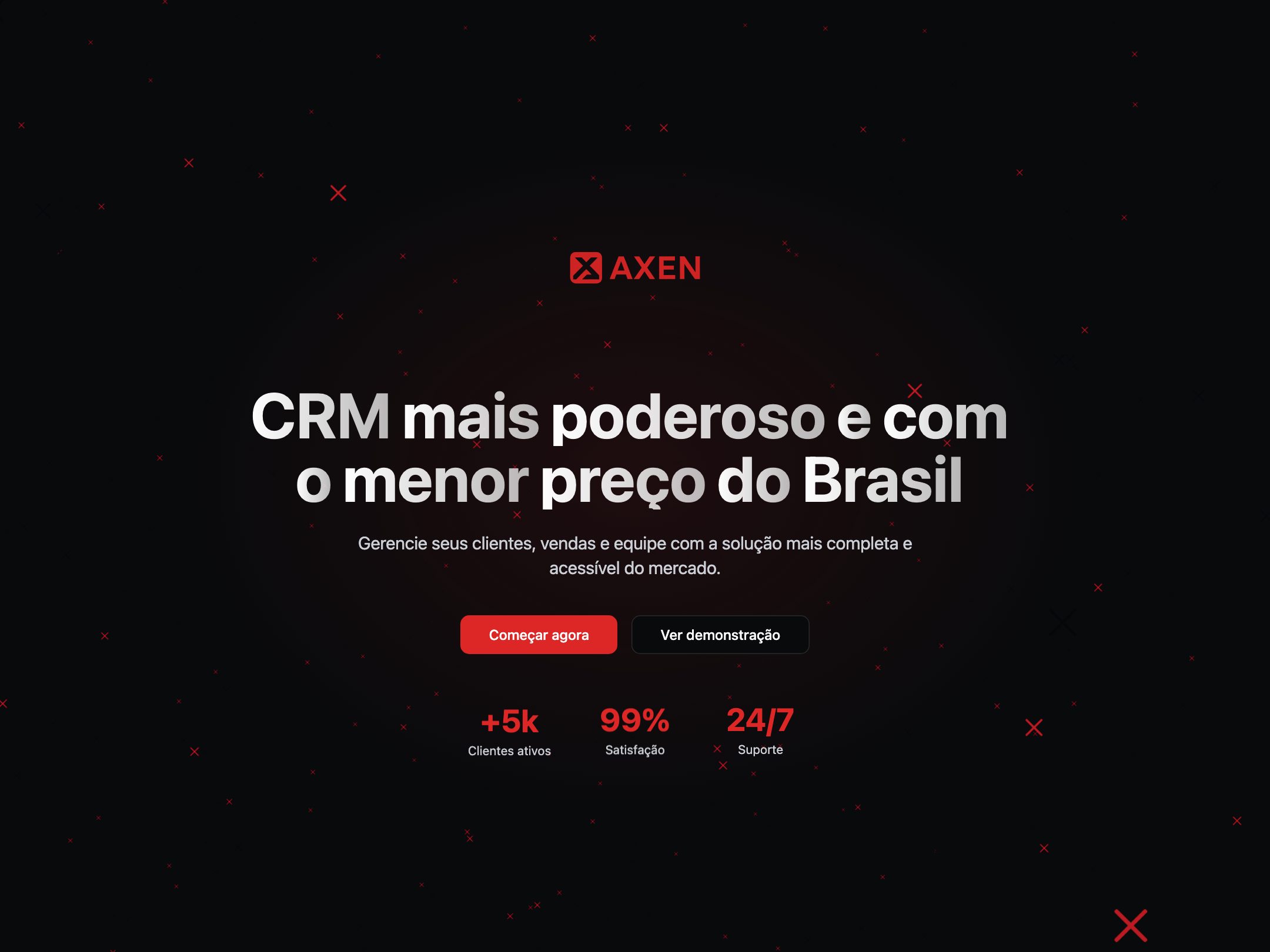 Captura de tela de Axen CRM — CRM com IA, automações e integrações nativas pra times comerciais.